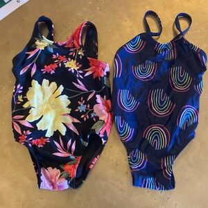 Old Navy Toddler Girls Swimsuits x 2 - rainbow and floral